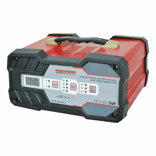 Absaar Acculader met jumpstarter 12A 6/12V zijkant