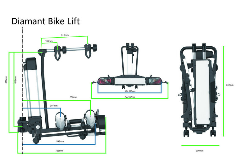 Pro User Diamant Bike Lift afmetingen